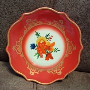 The Pioneer Woman Winter Bouquet Red Floral Scalloped Dessert, Salad Plate